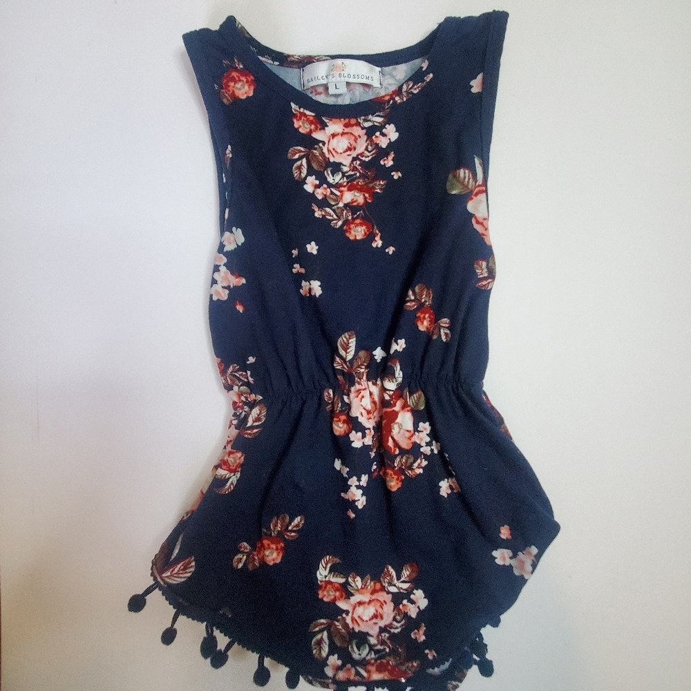 Navy Floral Romper